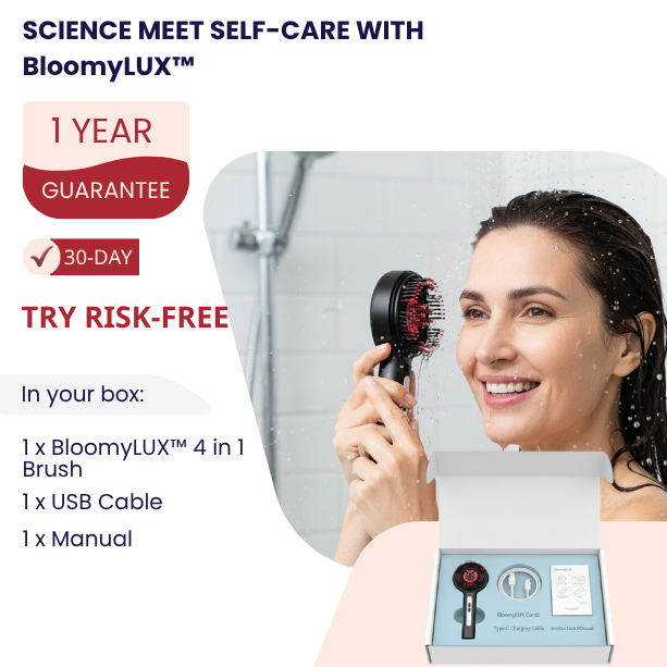 The BloomyLUX™  4 in 1 SMART SCALP THERAPY BRUSH