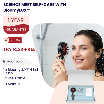 The BloomyLUX™  4 in 1 SMART SCALP THERAPY BRUSH